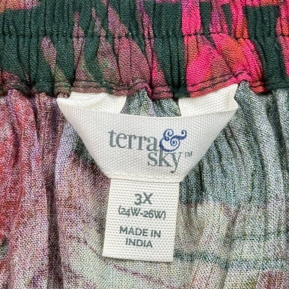 Terra & Sky Women's Off Shoulder Tropical Green Pink Maxi Dress Sz 3X  (24W-26W) - Picture 8 of 12